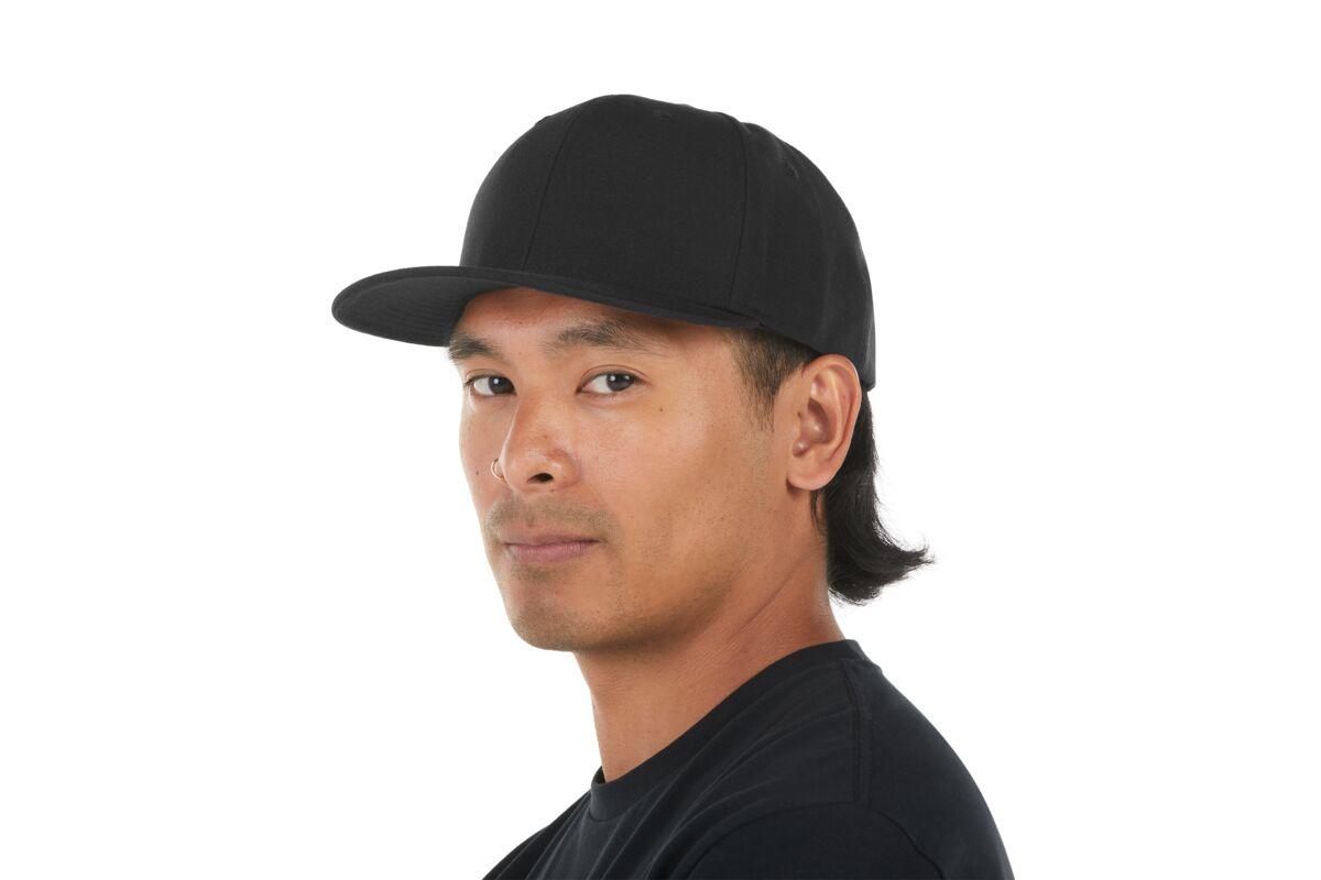 recycled-poly-classic-6-panel-hat-t1 WebPDP-HAT001002_Recycled_Poly_Classic_6Panel_Hat_Black_Studio_Harper_Studios_0723_Side_3__HAT001002OS.jpg