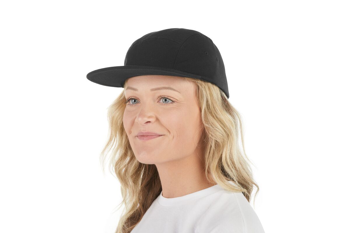 recycled-poly-flat-brim-5-panel-hat-f8 WebPDP-HAT003002_Recycled_Poly_Flat_Brim_5Panel_Hat_Black_Studio_Harper_Studios_0723_Front_2__HAT003002OS.jpg