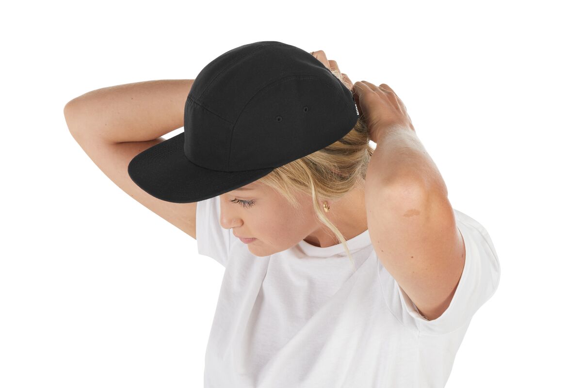 recycled-poly-flat-brim-5-panel-hat-f8 WebPDP-HAT003002_Recycled_Poly_Flat_Brim_5Panel_Hat_Black_Studio_Harper_Studios_0723_Side_4__HAT003002OS.jpg